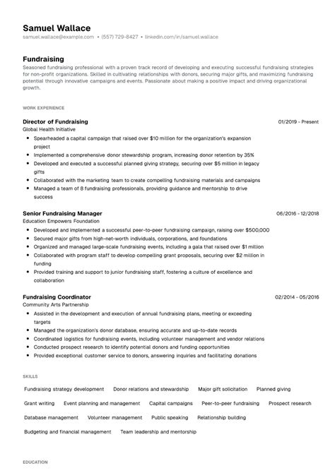 fundraising resume|5 Fundraising Resume Examples & Writing Guide.